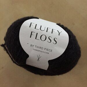 Yarn Destash Third Piece Fluffy Floss DK Black 37% Merino 37% Alpaca 26% Silk